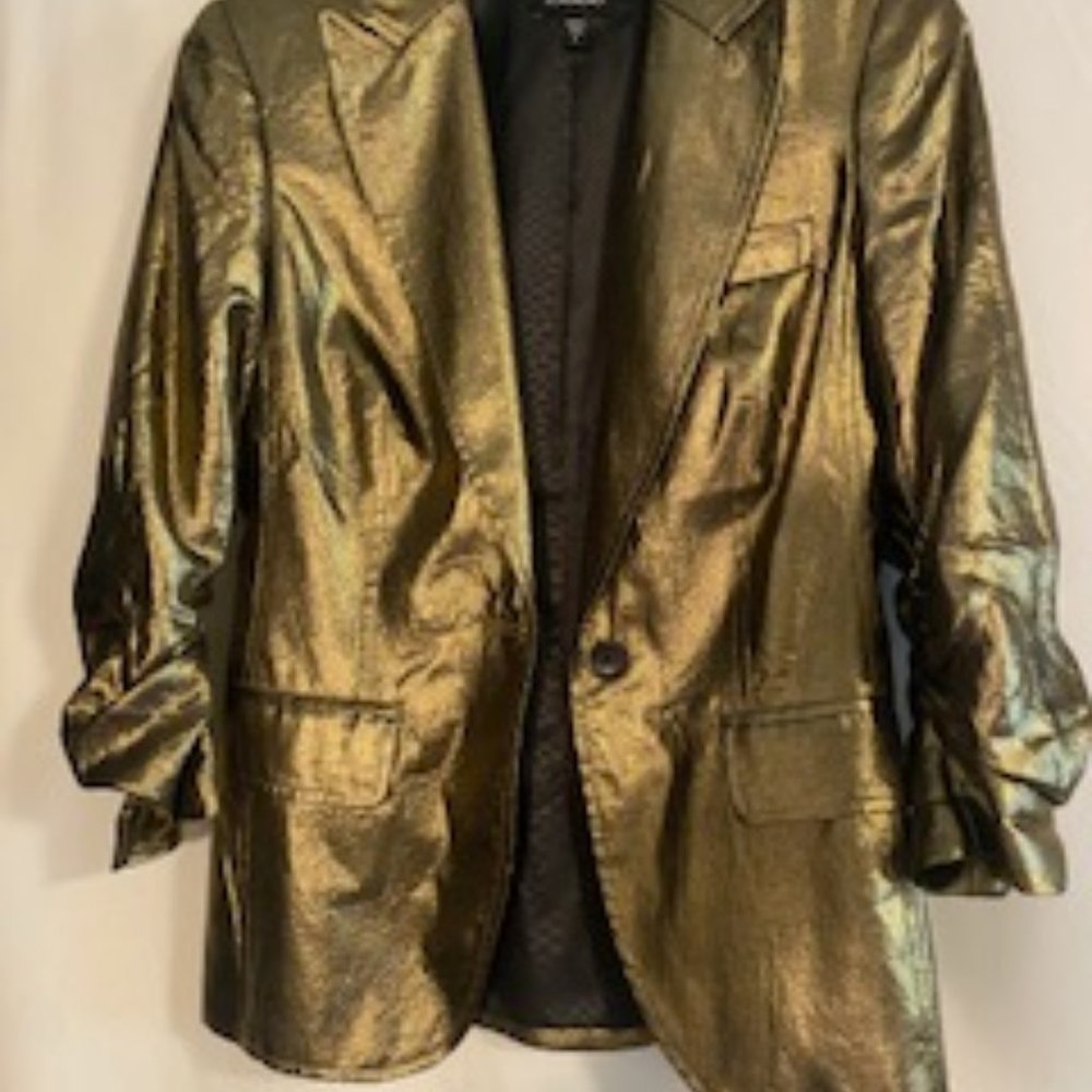 Gold and Black Metallic Bebe  Blazer with with Cinched Sleeves